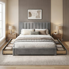 Load image into Gallery viewer, Columbia Super King Fabric Bed Frame with 4 Drawers - Grey