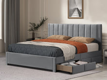 Load image into Gallery viewer, Columbia Super King Fabric Bed Frame with 4 Drawers - Grey
