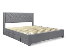 Load image into Gallery viewer, Haydon Super King Fabric Bed Frame with 4 Drawers - Light Grey
