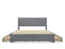 Load image into Gallery viewer, Haydon Super King Fabric Bed Frame with 4 Drawers - Light Grey
