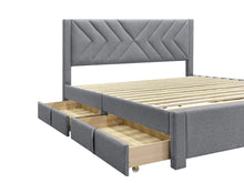 Load image into Gallery viewer, Haydon Super King Fabric Bed Frame with 4 Drawers - Light Grey
