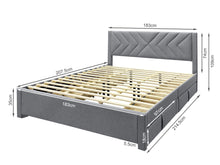 Load image into Gallery viewer, Haydon Super King Fabric Bed Frame with 4 Drawers - Light Grey
