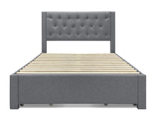 Load image into Gallery viewer, Thornton Double Fabric Bed Frame with 4 Drawers - Light Grey
