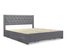 Load image into Gallery viewer, Thornton Super King Fabric Bed Frame with 4 Drawers - Light Grey
