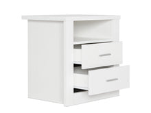 Load image into Gallery viewer, Mateo Wooden Bedside Table with 2 Drawer - White
