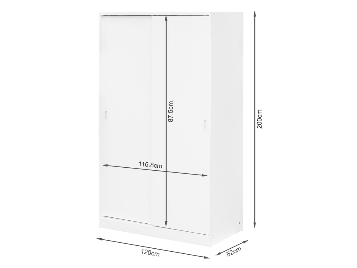 Wayne 120cm Wardrobe With Sliding Doors - White