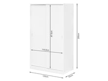 Load image into Gallery viewer, Wayne 120cm Wardrobe With Sliding Doors - White