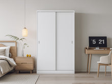 Load image into Gallery viewer, Wayne 120cm Wardrobe With Sliding Doors - White
