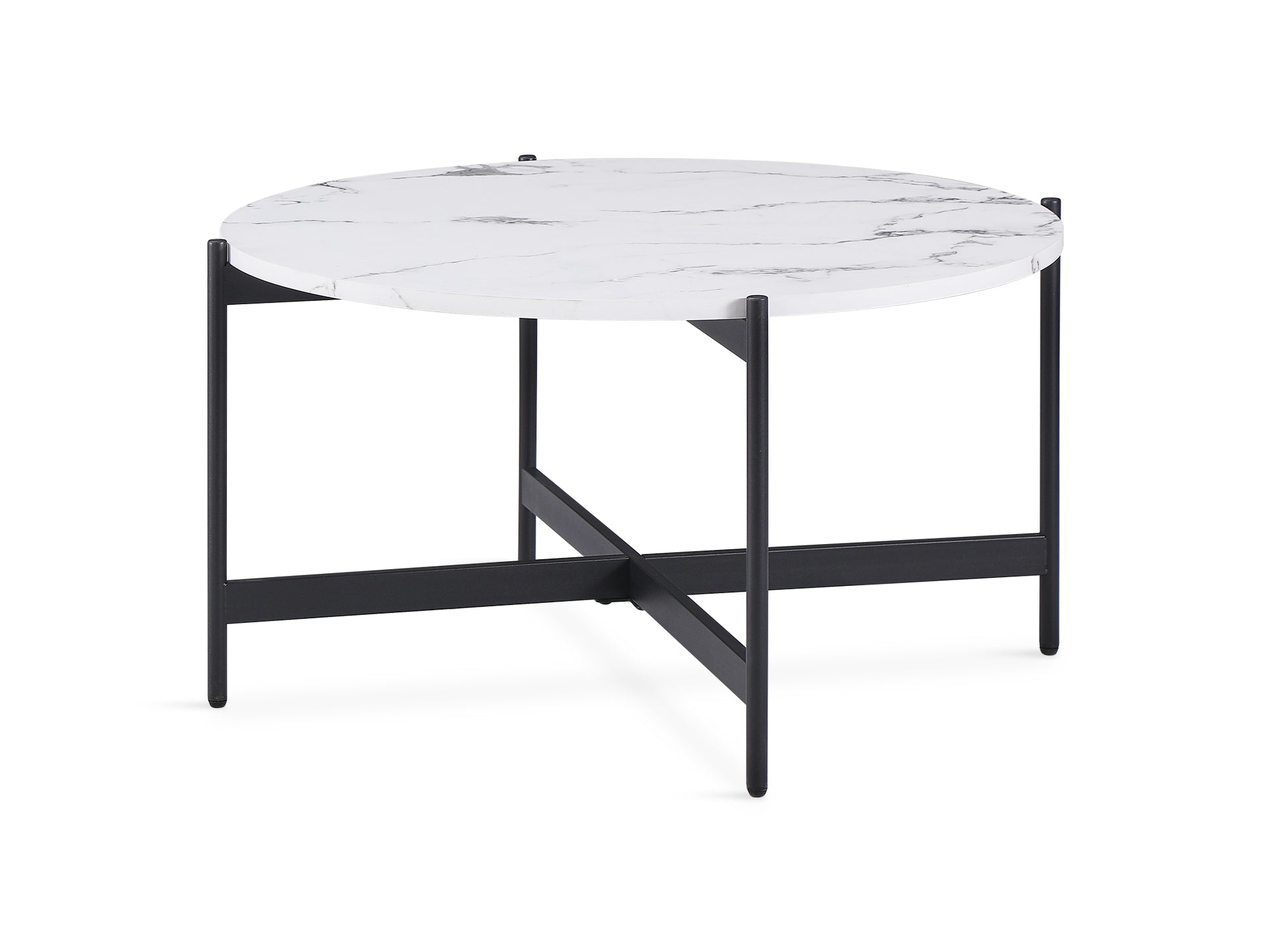 Cade Round Coffee Table 80cm - White + Black