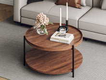 Load image into Gallery viewer, Gaylen Round Coffee Table 80cm - Brown + Black
