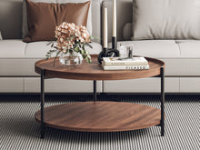 Load image into Gallery viewer, Gaylen Round Coffee Table 80cm - Brown + Black
