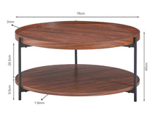 Load image into Gallery viewer, Gaylen Round Coffee Table 80cm - Brown + Black
