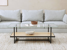 Load image into Gallery viewer, Hala Tempered Glass Top Coffee Table - Oak + Black