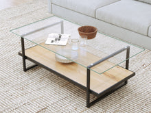 Load image into Gallery viewer, Hala Tempered Glass Top Coffee Table - Oak + Black