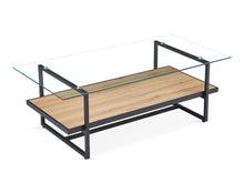 Load image into Gallery viewer, Hala Tempered Glass Top Coffee Table - Oak + Black