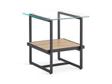 Load image into Gallery viewer, Hala Tempered Glass Top Side Table - Oak + Black