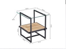 Load image into Gallery viewer, Hala Tempered Glass Top Side Table - Oak + Black
