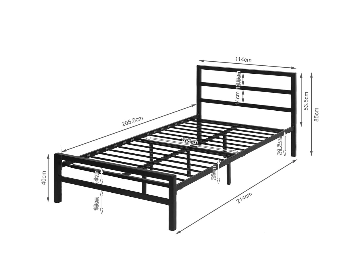 Dowe King Single Metal Bed Frame - Black