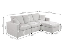 Load image into Gallery viewer, Hexham 3 Seater Modular Sofa with Ottoman - Grey
