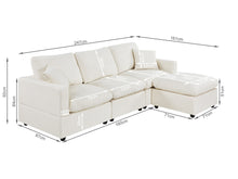 Load image into Gallery viewer, Hexham 3 Seater Modular Sofa with Ottoman - Linen Cream
