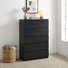 Load image into Gallery viewer, Tongass Wooden 6 Drawers Tallboy - Black