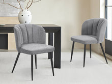 Load image into Gallery viewer, Ines Embossed Velvet Dining Chairs - Set of 2 - Dark Grey