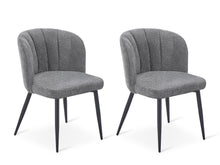 Load image into Gallery viewer, Ines Embossed Velvet Dining Chairs - Set of 2 - Dark Grey