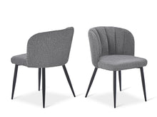 Load image into Gallery viewer, Ines Embossed Velvet Dining Chairs - Set of 2 - Dark Grey