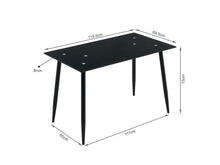 Load image into Gallery viewer, Dusty Tempered Glass Top Dining Table 120 x 70cm - Black