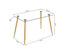 Load image into Gallery viewer, Fen Tempered Glass Top Dining Table 120 x 70cm - Oak