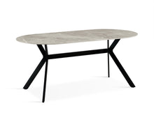 Load image into Gallery viewer, Cedar Gloss Ceramic Dining Table 180 x 90cm - Light Grey + Black