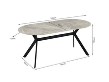 Load image into Gallery viewer, Cedar Gloss Ceramic Dining Table 180 x 90cm - Light Grey + Black