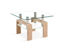 Load image into Gallery viewer, Ollie Tempered Glass Square Side Table 65 x 65cm - Oak