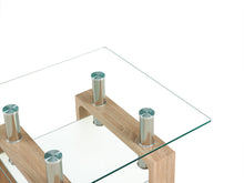 Load image into Gallery viewer, Ollie Tempered Glass Square Side Table 65 x 65cm - Oak