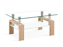 Load image into Gallery viewer, Ollie Tempered Glass Rectangle Coffee Table 95 x 55cm - Oak