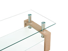 Load image into Gallery viewer, Ollie Tempered Glass Rectangle Coffee Table 95 x 55cm - Oak