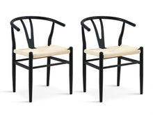 Load image into Gallery viewer, Winter Rope Seat Dining Chair Wishbone Chair Replica - Set of 2 - Black