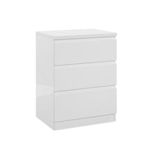 Load image into Gallery viewer, Angeles High Gloss Bedside Table with 3 Drawers - White