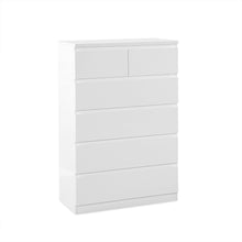 Load image into Gallery viewer, Angeles High Gloss 6 Drawer Tallboy - White