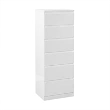 Load image into Gallery viewer, Angeles High Gloss 6 Drawer Slim Tallboy - White