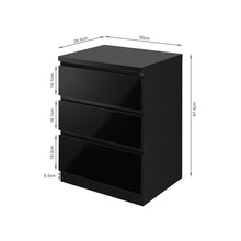 Load image into Gallery viewer, Angeles High Gloss Bedside Table with 3 Drawers - Black