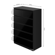Load image into Gallery viewer, Angeles High Gloss 6 Drawer Tallboy - Black