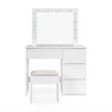 Load image into Gallery viewer, Begonia 2 Piece Dressing Table with Mirror &amp; Stool Set - White