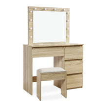 Load image into Gallery viewer, Begonia 2 Piece Dressing Table with Mirror &amp; Stool Set - Oak