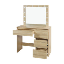 Load image into Gallery viewer, Begonia 2 Piece Dressing Table with Mirror &amp; Stool Set - Oak
