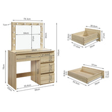 Load image into Gallery viewer, Begonia 2 Piece Dressing Table with Mirror &amp; Stool Set - Oak