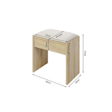 Load image into Gallery viewer, Gardenia 2 Piece Dressing Table with Mirror &amp; Stool Set - Oak