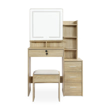 Load image into Gallery viewer, Gardenia 2 Piece Dressing Table with Mirror &amp; Stool Set - Oak