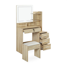 Load image into Gallery viewer, Gardenia 2 Piece Dressing Table with Mirror &amp; Stool Set - Oak