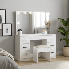 Load image into Gallery viewer, LISIANTHUS 2 Piece Dressing Table with Mirror &amp; Stool Set - White